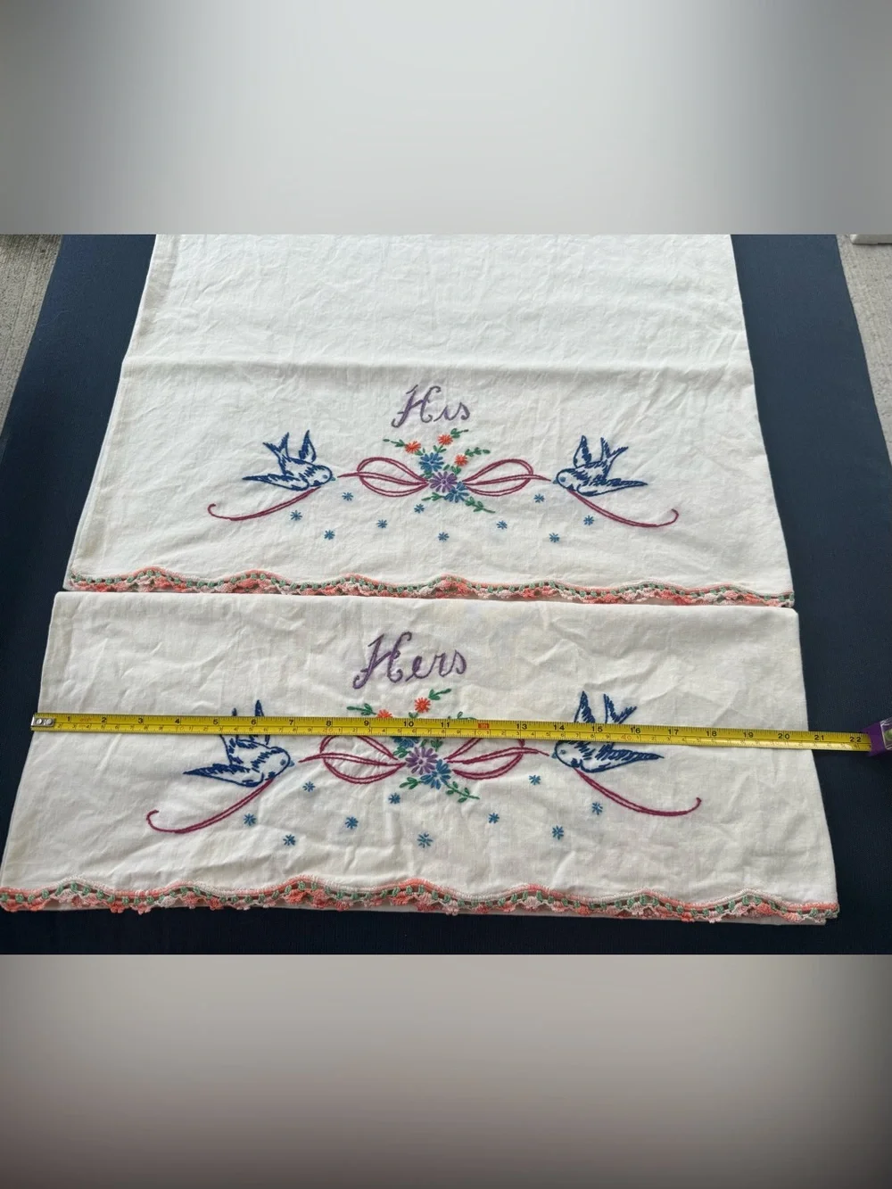 Hand-Embroidered VTG Pillowcase Set
